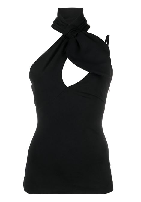 Black Tina crossover-neck top - women